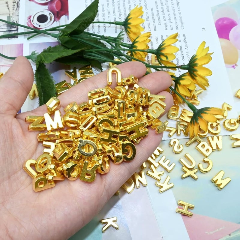 Looconi 300pcs Gold Letter Beads Pendant,A-Z,3D Loose Beads,Plastic Initial Charms for Jewelry Making,Key Chains,Crafts - Image 5